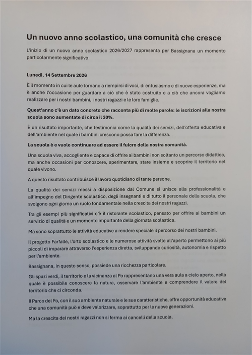 Anno scolastico 2026-2027