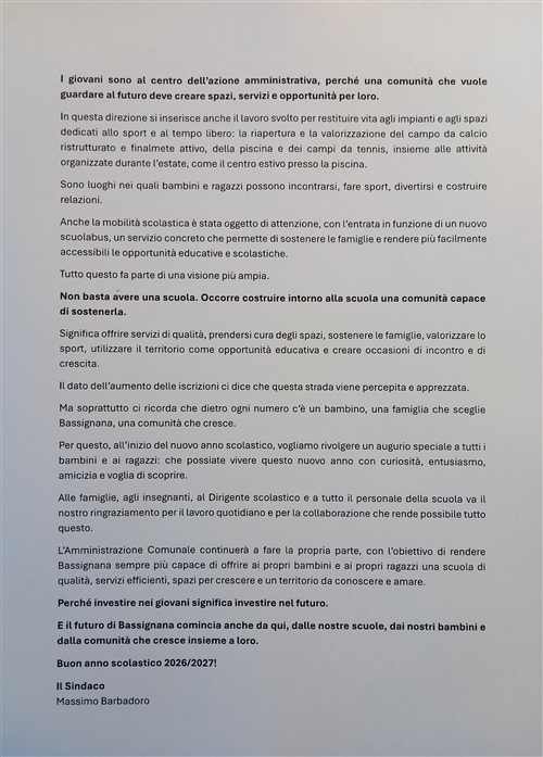 Anno scolastico 2026-2027